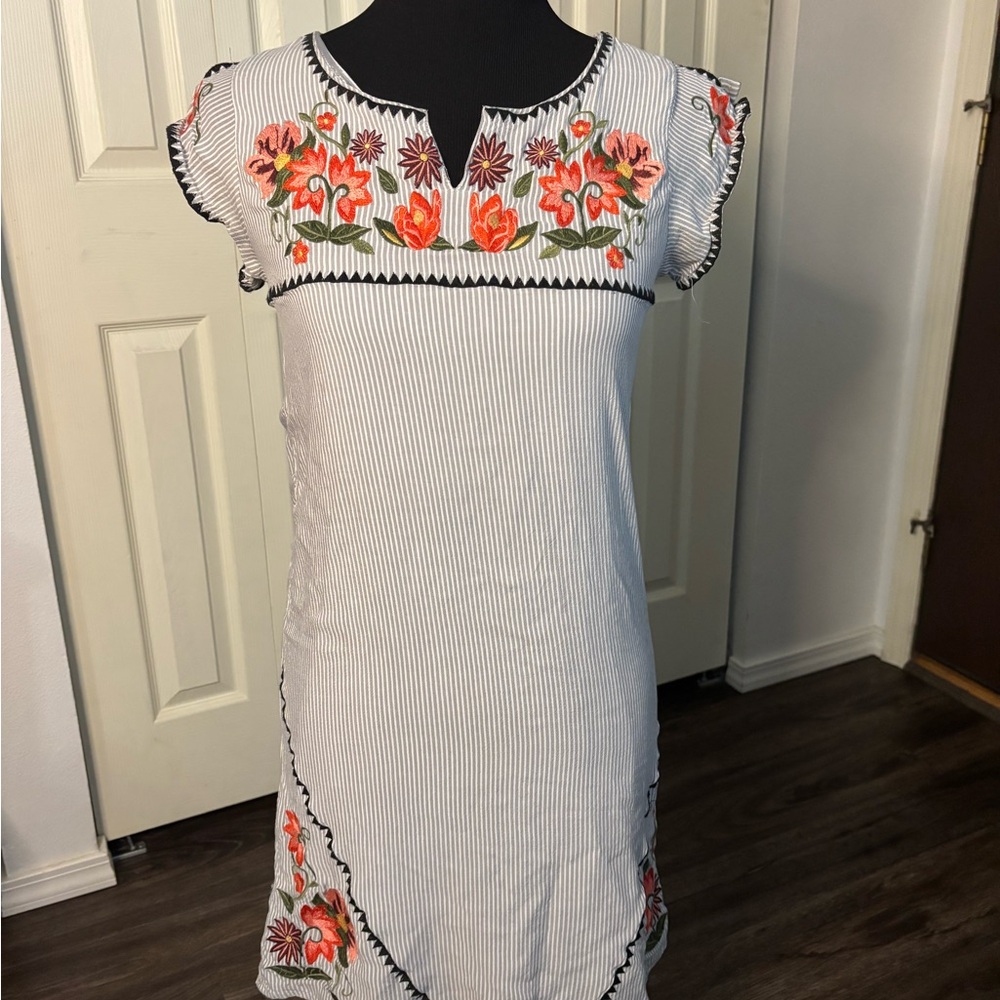 THML Light Blue Dress with Embroidered Details